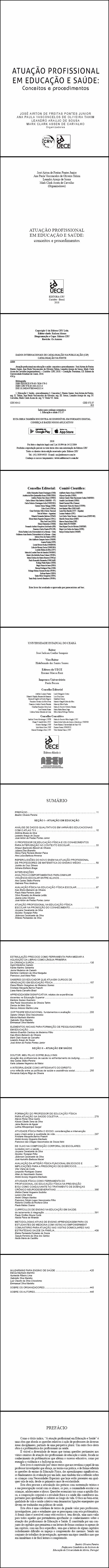 ATUAÇÃO PROFISSIONAL EM EDUCAÇÃO E SAÚDE:<br> conceitos e procedimentos