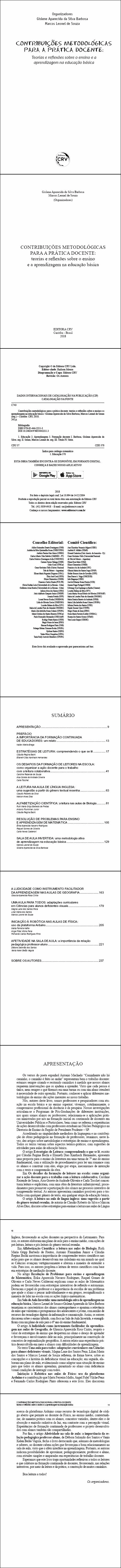 CONTRIBUIÇÕES METODOLÓGICAS PARA A PRÁTICA DOCENTE:<br>teorias e reflexões sobre o ensino e a aprendizagem na educação básica
