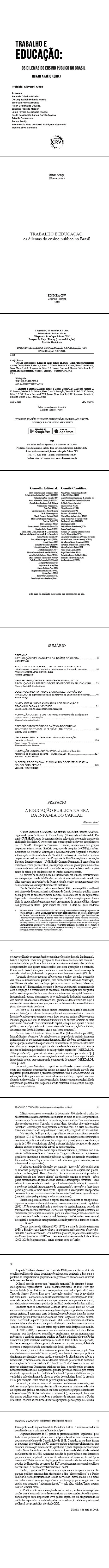 TRABALHO E EDUCAÇÃO: <br>os dilemas do ensino público no Brasil