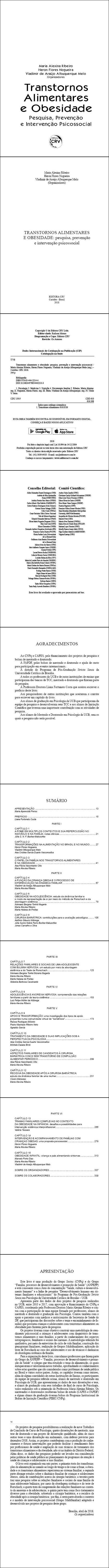 TRANSTORNOS ALIMENTARES E OBESIDADE:<br>pesquisa, prevenção e intervenção psicossocial