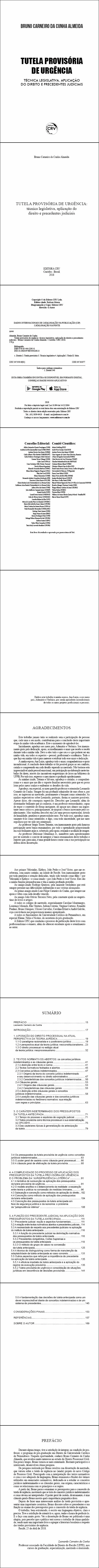 TUTELA PROVISÓRIA DE URGÊNCIA:<br>técnica legislativa, aplicação do direito e precedentes judiciais