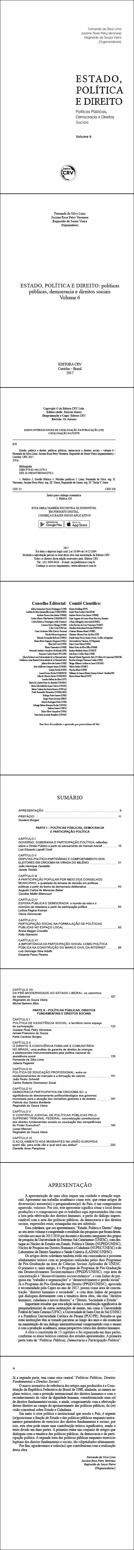 ESTADO, POLÍTICA E DIREITO:<br>políticas públicas, democracia e direitos sociais<br>Volume 6