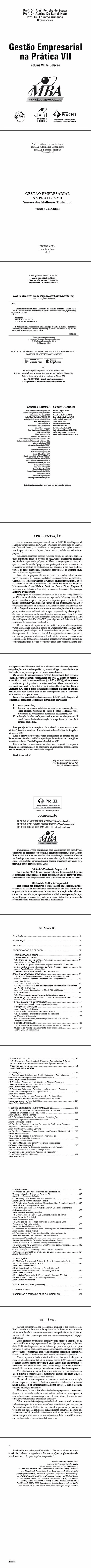 GESTÃO EMPRESARIAL NA PRÁTICA VII <br>Síntese dos Melhores Trabalhos<br> Volume VII da Coleção