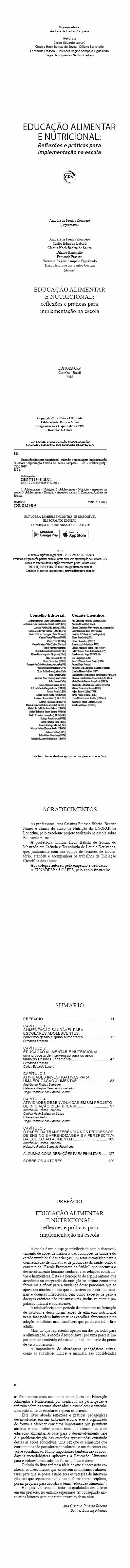 EDUCAÇÃO ALIMENTAR E NUTRICIONAL: <br>reflexões e práticas para implementação na escola