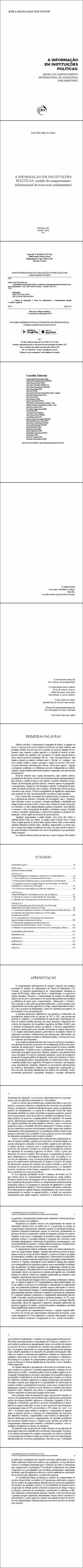 A INFORMAÇÃO EM INSTITUIÇÕES POLÍTICAS: <br>modelo de comportamento informacional de assessorias parlamentares