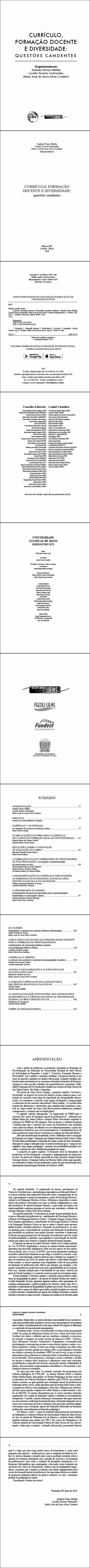 CURRÍCULO, FORMAÇÃO DOCENTE E DIVERSIDADE: <br>questões candentes