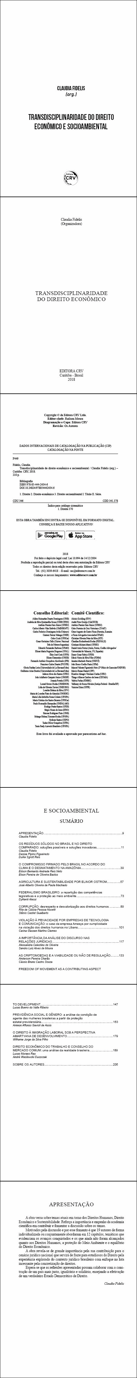 TRANSDISCIPLINARIDADE DO DIREITO ECONÔMICO E SOCIOAMBIENTAL