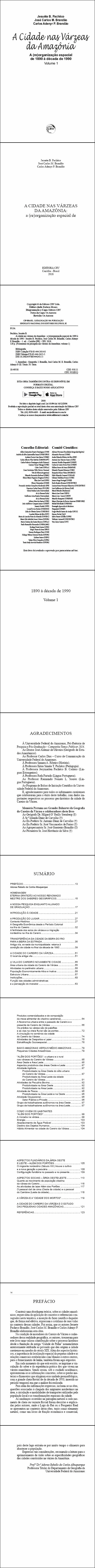 A CIDADE NAS VÁRZEAS DA AMAZÔNIA: <br>a (re)organização espacial de 1890 à década de 1990 <br>Volume 1