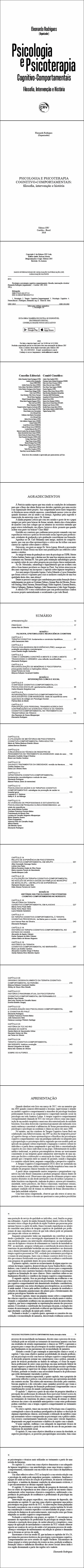 PSICOLOGIA E PSICOTERAPIA COGNITIVO-COMPORTAMENTAIS:<br> filosofia, intervenção e história