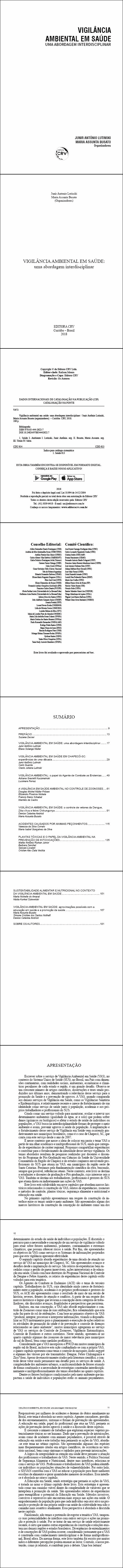 VIGILÂNCIA AMBIENTAL EM SAÚDE:<br> uma abordagem interdisciplinar