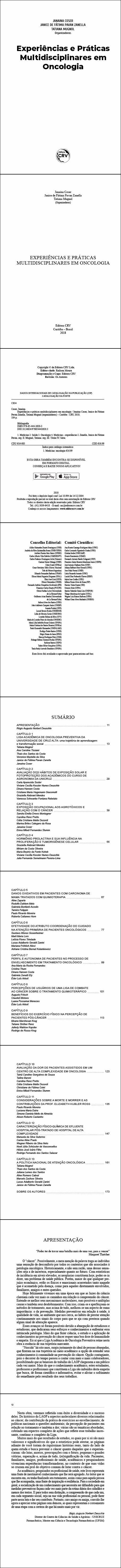 EXPERIÊNCIAS E PRÁTICAS MULTIDISCIPLINARES EM ONCOLOGIA