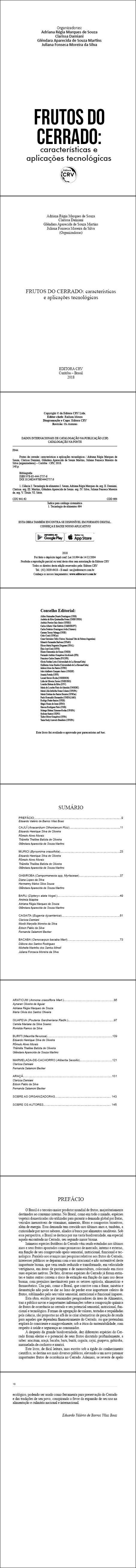 FRUTOS DO CERRADO:<br>características e aplicações tecnológicas