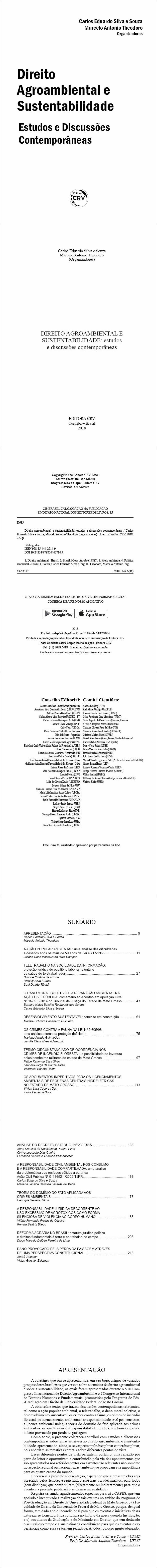 DIREITO AGROAMBIENTAL E SUSTENTABILIDADE: <br>estudos e discussões contemporâneas