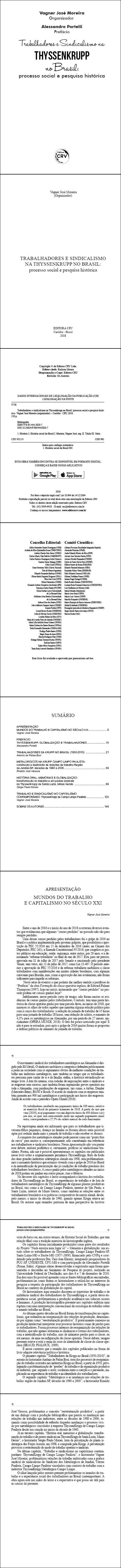 TRABALHADORES E SINDICALISMO NA THYSSENKRUPP NO BRASIL:<br> processo social e pesquisa histórica