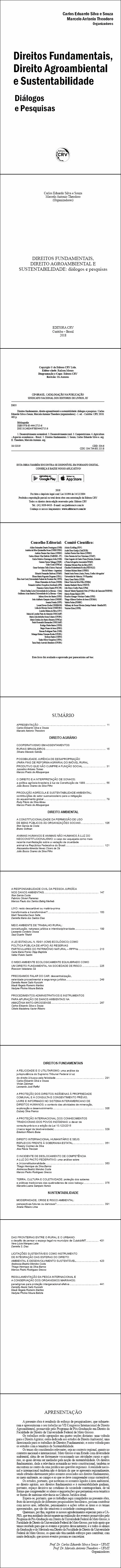 DIREITOS FUNDAMENTAIS, DIREITO AGROAMBIENTAL E SUSTENTABILIDADE: <br>diálogos e pesquisas