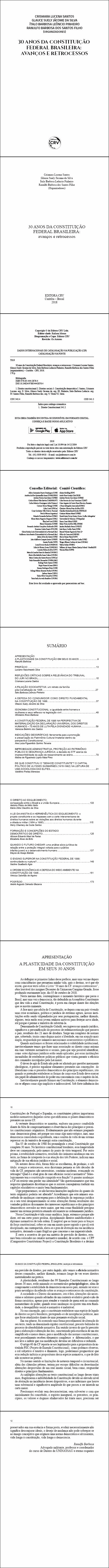 30 ANOS DA CONSTITUIÇÃO FEDERAL BRASILEIRA:<br> avanços e retrocessos