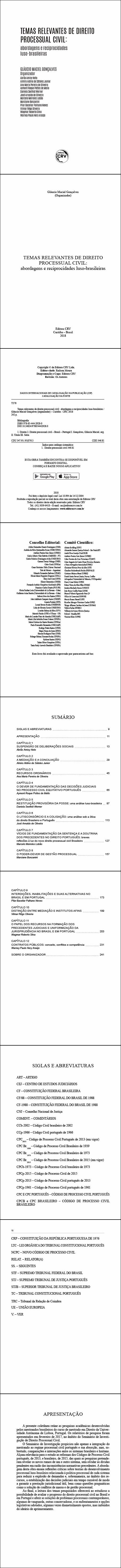 TEMAS RELEVANTES DE DIREITO PROCESSUAL CIVIL: <br>abordagens e reciprocidades luso-brasileiras