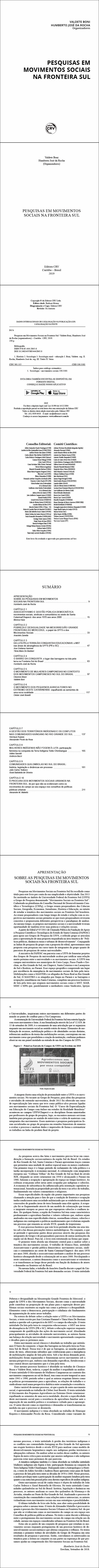 PESQUISAS EM MOVIMENTOS SOCIAIS NA FRONTEIRA SUL