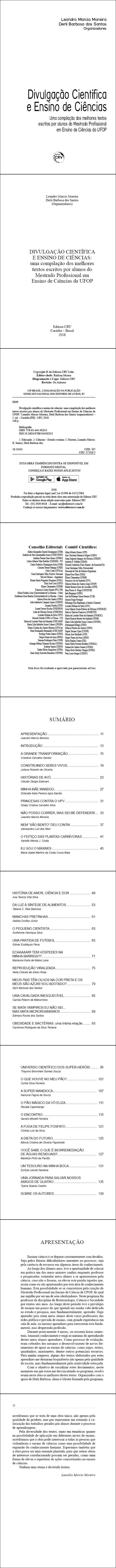 DIVULGAÇÃO CIENTÍFICA E ENSINO DE CIÊNCIAS: <br>uma compilação dos melhores textos escritos por alunos do Mestrado Profissional em Ensino de Ciências da UFOP