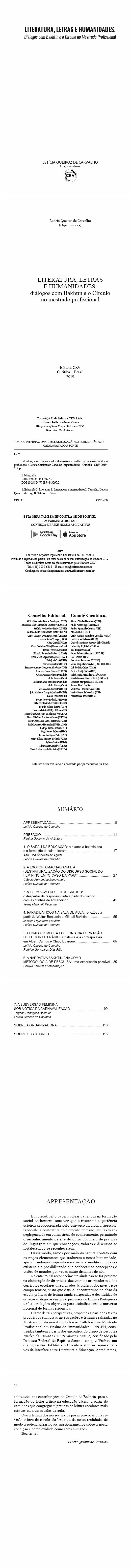 LITERATURA, LETRAS E HUMANIDADES:<br> diálogos com Bakhtin e o Círculo no mestrado profissional