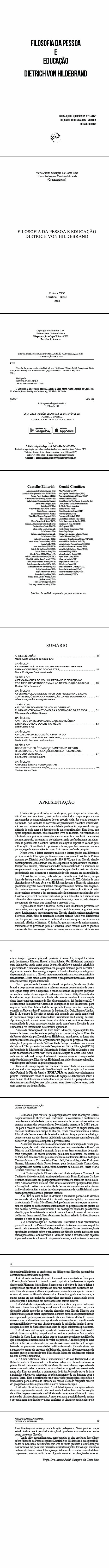 FILOSOFIA DA PESSOA E EDUCAÇÃO DIETRICH VON HILDEBRAND