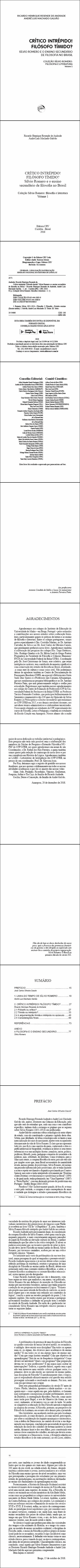 CRÍTICO INTRÉPIDO! FILÓSOFO TÍMIDO? <br> Sílvio Romero e o ensino secundário de filosofia no Brasil<br> Coleção Sílvio Romero: filosofia e literatura - Volume 1