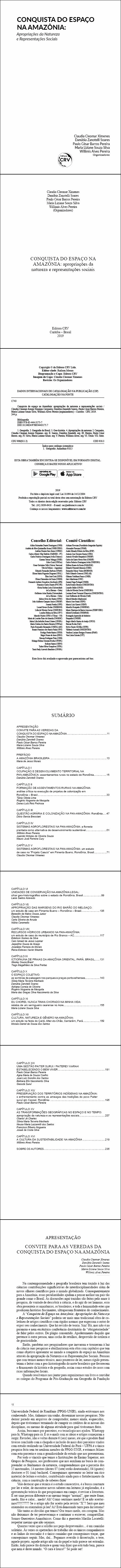 CONQUISTA DO ESPAÇO NA AMAZÔNIA:<br> apropriações da natureza e representações sociais