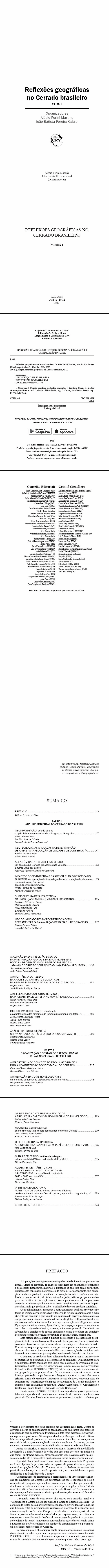 REFLEXÕES GEOGRÁFICAS NO CERRADO BRASILEIRO <br>Volume I