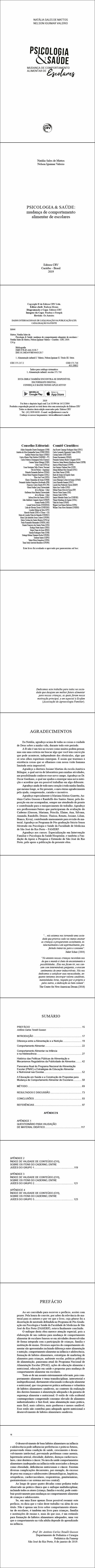 PSICOLOGIA & SAÚDE:<br> mudança de comportamento alimentar de escolares