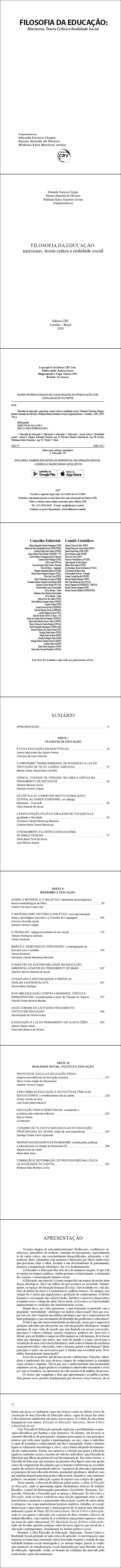 FILOSOFIA DA EDUCAÇÃO:<br> marxismo, teoria crítica e realidade social