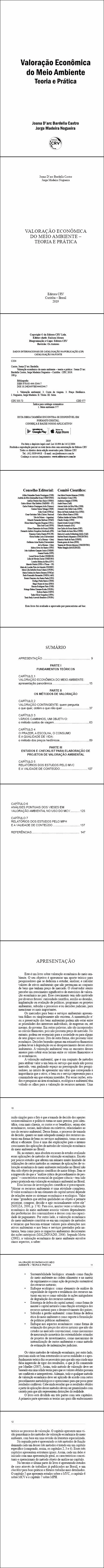 VALORAÇÃO ECONÔMICA DO MEIO AMBIENTE – TEORIA E PRÁTICA