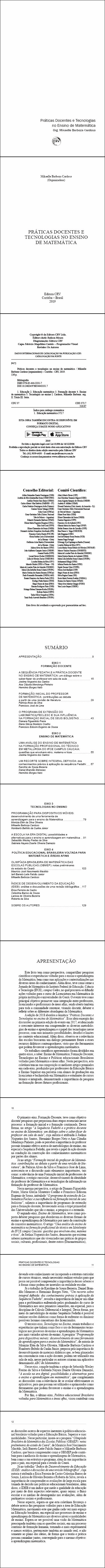PRÁTICAS DOCENTES E TECNOLOGIAS NO ENSINO DE MATEMÁTICA