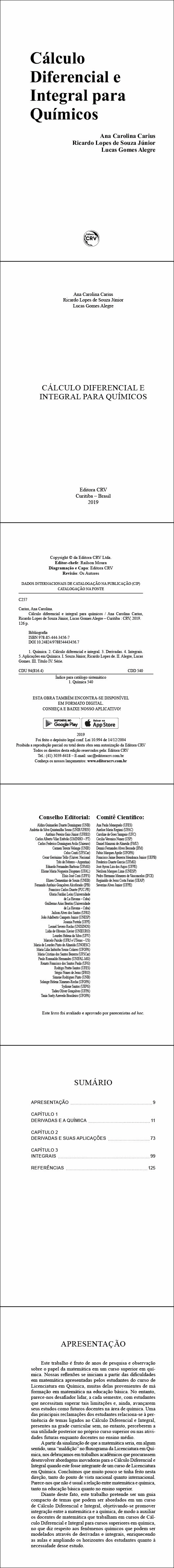 CÁLCULO DIFERENCIAL E INTEGRAL PARA QUÍMICOS