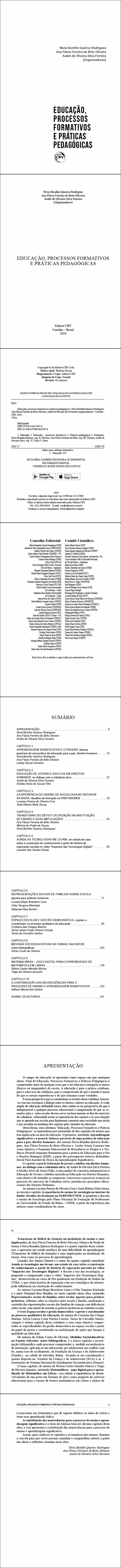 EDUCAÇÃO, PROCESSOS FORMATIVOS E PRÁTICAS PEDAGÓGICAS