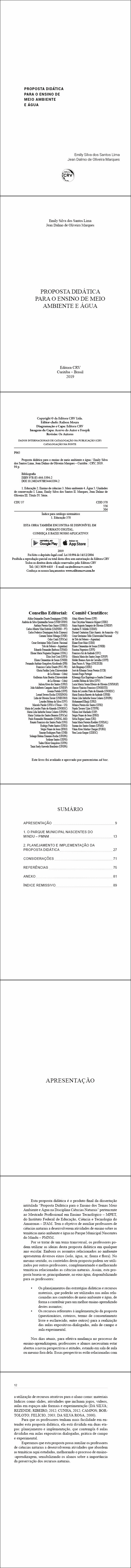 PROPOSTA DIDÁTICA PARA O ENSINO DE MEIO AMBIENTE E ÁGUA