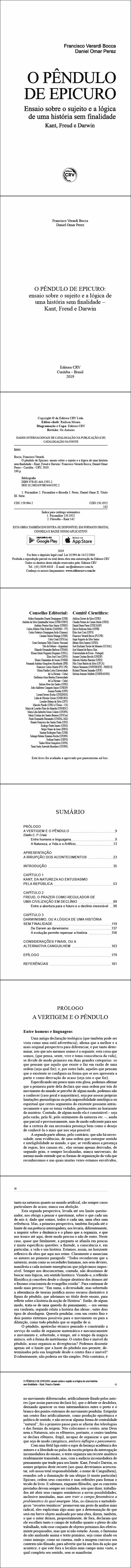 O PÊNDULO DE EPICURO: <br> ensaio sobre o sujeito e a lógica de uma história sem finalidade – Kant, Freud e Darwin