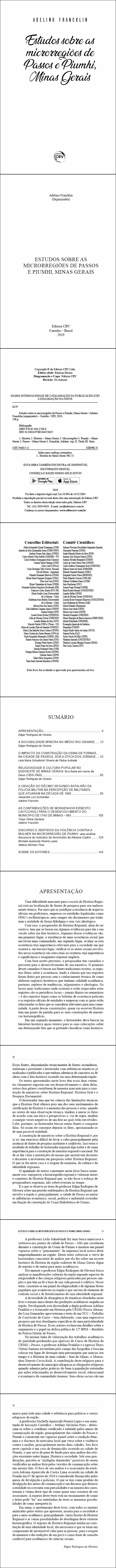 ESTUDOS SOBRE AS MICRORREGIÕES DE PASSOS E PIUMHI, MINAS GERAIS