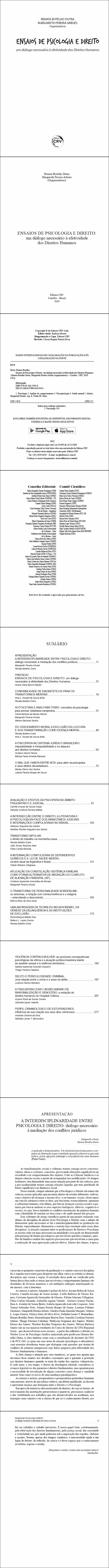 ENSAIOS DE PSICOLOGIA E DIREITO: <BR>um diálogo necessário à efetividade dos Direitos Humanos