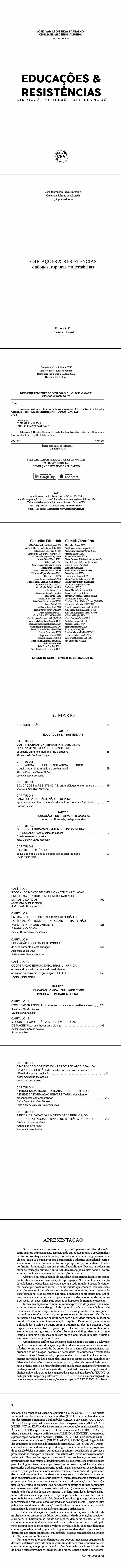 EDUCAÇÕES & RESISTÊNCIAS: <br>diálogos, rupturas e alternâncias