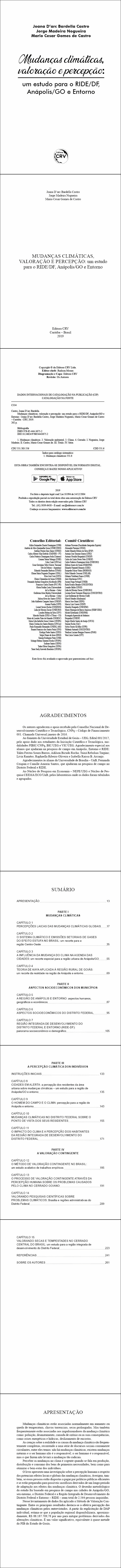 MUDANÇAS CLIMÁTICAS, VALORAÇÃO E PERCEPÇÃO: <br>um estudo para o RIDE/DF, Anápolis/GO e Entorno