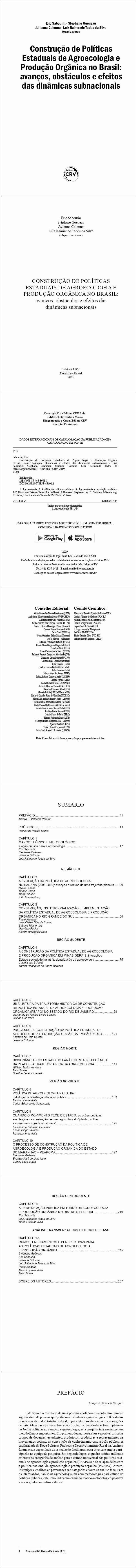 CONSTRUÇÃO DE POLÍTICAS ESTADUAIS DE AGROECOLOGIA E PRODUÇÃO ORGÂNICA NO BRASIL: <br>avanços, obstáculos e efeitos das dinâmicas subnacionais