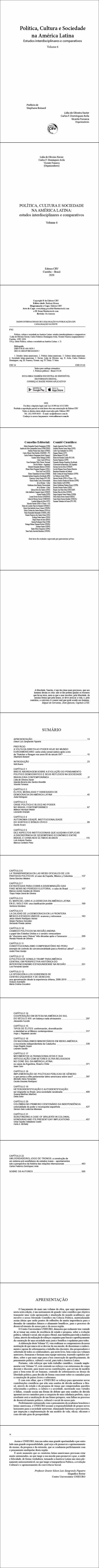 POLÍTICA, CULTURA E SOCIEDADE NA AMÉRICA LATINA: <br>estudos interdisciplinares e comparativos <br>Volume 6