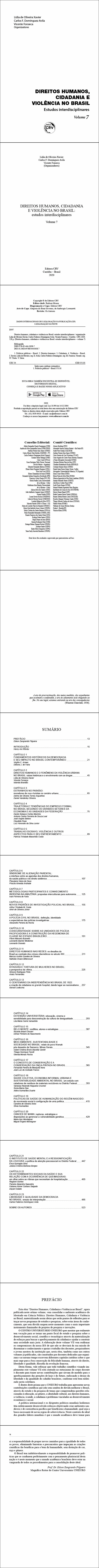 DIREITOS HUMANOS, CIDADANIA E VIOLÊNCIA NO BRASIL: <br> estudos interdisciplinares <br> Volume 7