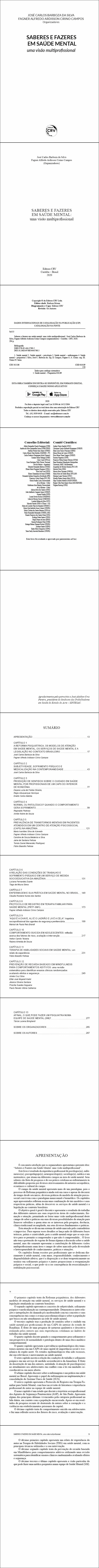 SABERES E FAZERES EM SAÚDE MENTAL: <br>uma visão multiprofissional