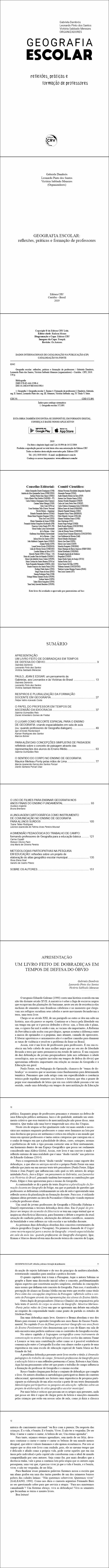 GEOGRAFIA ESCOLAR: <br>reflexões, práticas e formação de professores