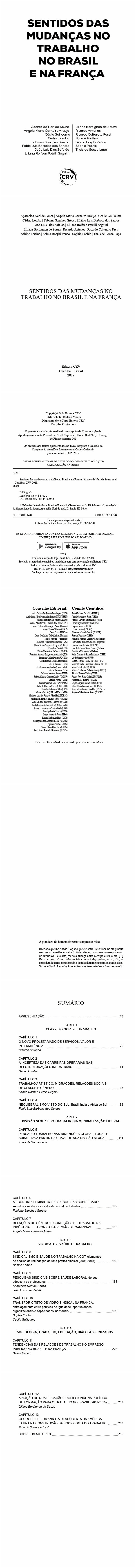 SENTIDOS DAS MUDANÇAS NO TRABALHO NO BRASIL E NA FRANÇA