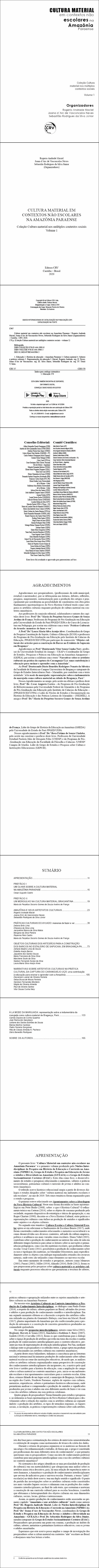 CULTURA MATERIAL EM CONTEXTOS NÃO ESCOLARES NA AMAZÔNIA PARAENSE <br>Coleção Cultura material nos múltiplos contextos sociais - Volume 1