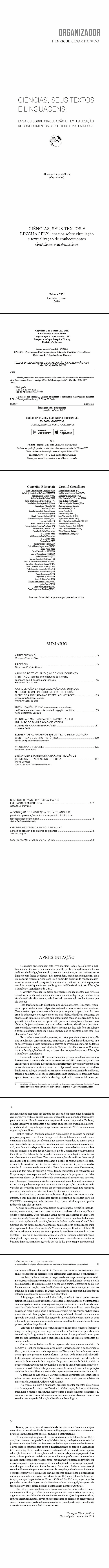 CIÊNCIAS, SEUS TEXTOS E LINGUAGENS: <br>ensaios sobre circulação e textualização de conhecimentos científicos e matemáticos