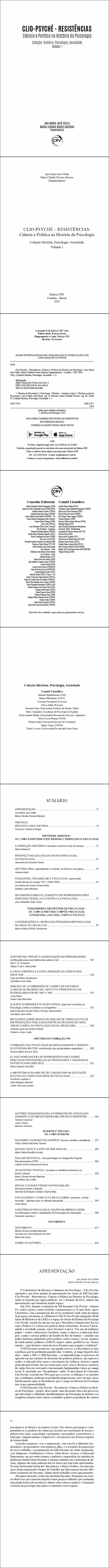 CLIO-PSYCHÉ – RESISTÊNCIAS: <br>Ciência e Política na História da Psicologia <br>Coleção História, Psicologia, Sociedade - Volume 1