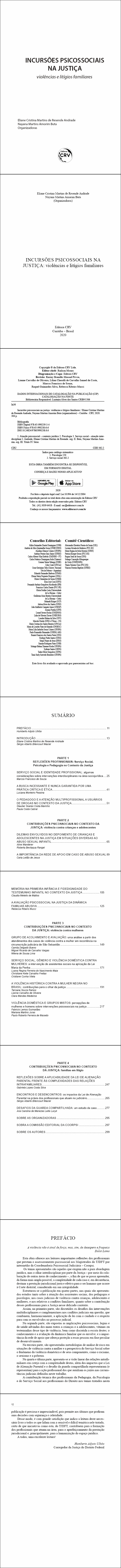 INCURSÕES PSICOSSOCIAIS NA JUSTIÇA: <br>violências e litígios familiares